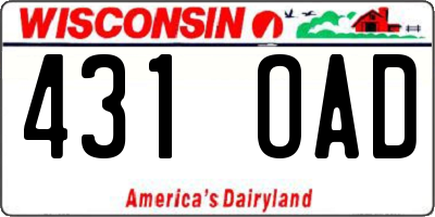 WI license plate 431OAD