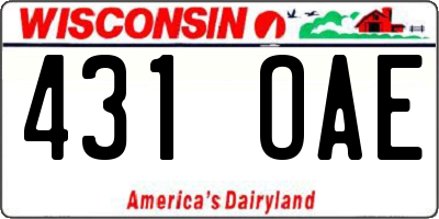WI license plate 431OAE