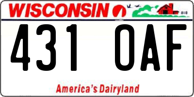 WI license plate 431OAF