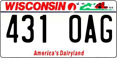 WI license plate 431OAG