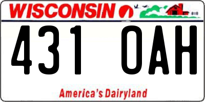 WI license plate 431OAH