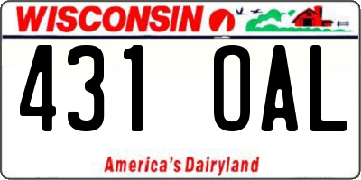 WI license plate 431OAL