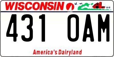 WI license plate 431OAM