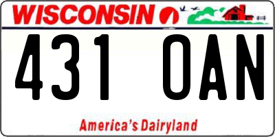 WI license plate 431OAN