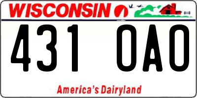WI license plate 431OAO