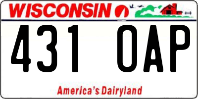 WI license plate 431OAP