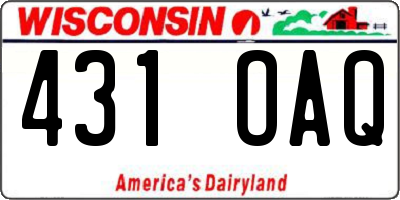 WI license plate 431OAQ