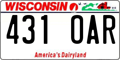 WI license plate 431OAR