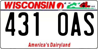 WI license plate 431OAS