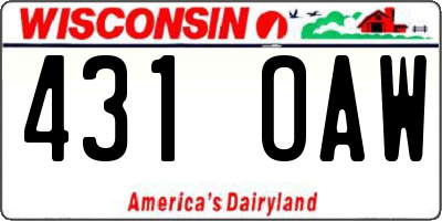 WI license plate 431OAW