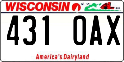 WI license plate 431OAX