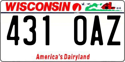 WI license plate 431OAZ