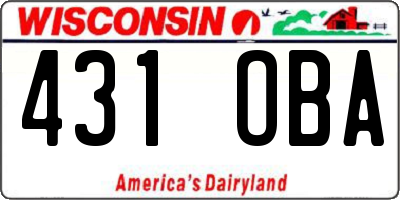 WI license plate 431OBA