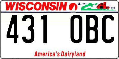 WI license plate 431OBC