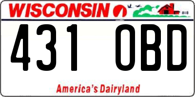 WI license plate 431OBD