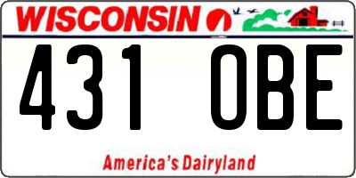 WI license plate 431OBE