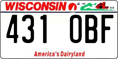 WI license plate 431OBF