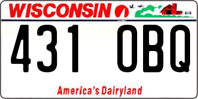 WI license plate 431OBQ