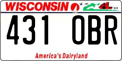 WI license plate 431OBR