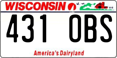 WI license plate 431OBS