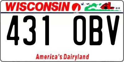 WI license plate 431OBV