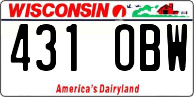 WI license plate 431OBW
