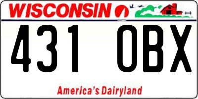 WI license plate 431OBX