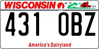 WI license plate 431OBZ