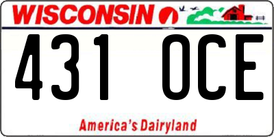 WI license plate 431OCE