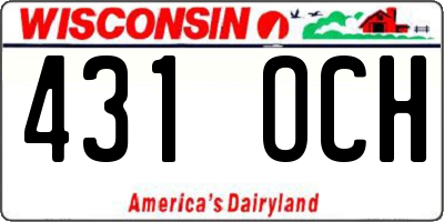 WI license plate 431OCH