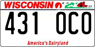 WI license plate 431OCO