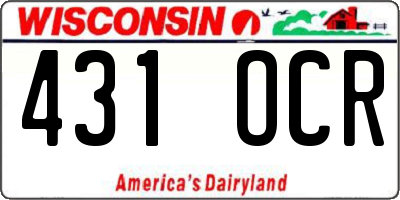 WI license plate 431OCR