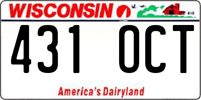 WI license plate 431OCT