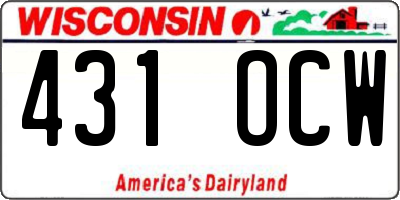 WI license plate 431OCW