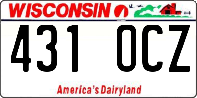WI license plate 431OCZ
