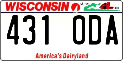 WI license plate 431ODA
