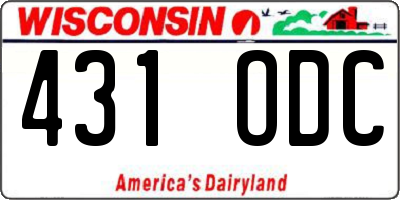 WI license plate 431ODC
