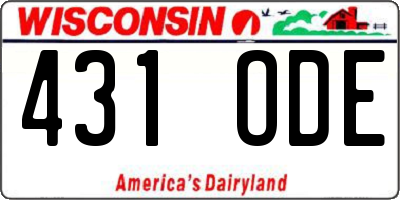 WI license plate 431ODE