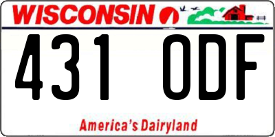 WI license plate 431ODF
