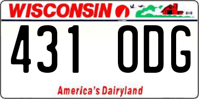 WI license plate 431ODG