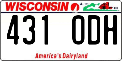 WI license plate 431ODH