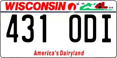 WI license plate 431ODI