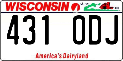 WI license plate 431ODJ
