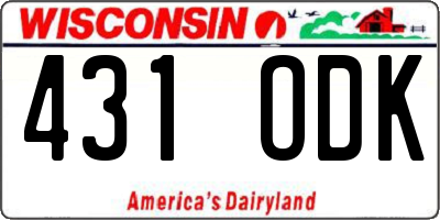 WI license plate 431ODK