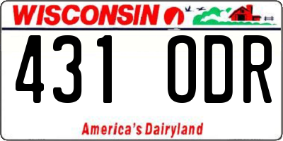 WI license plate 431ODR
