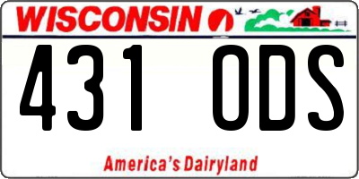 WI license plate 431ODS