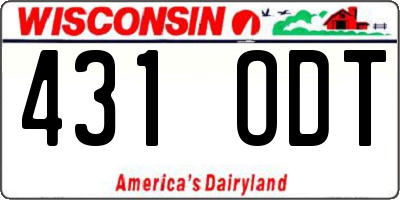 WI license plate 431ODT
