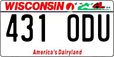 WI license plate 431ODU