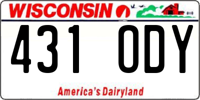WI license plate 431ODY