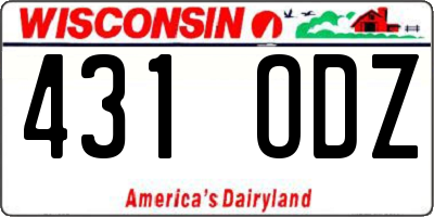 WI license plate 431ODZ